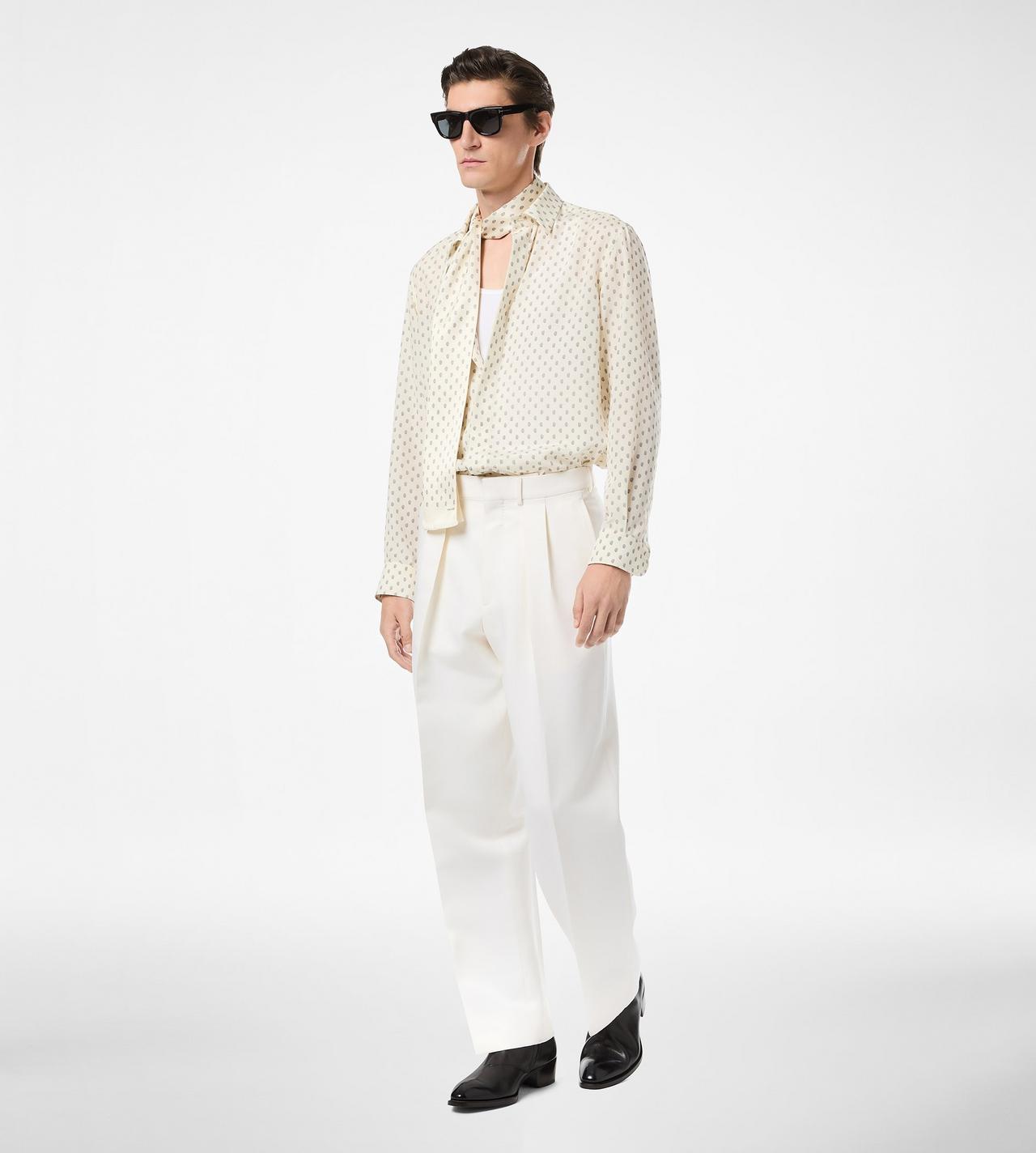 CREPE DE CHINE PAISLEY PRINT FLUID FIT SHIRT image number 2