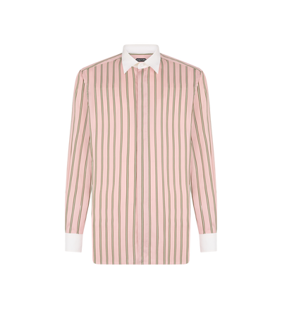 OXFORD STRIPE SILK JACQUARD CONTRAST FLUID FIT SHIRT
