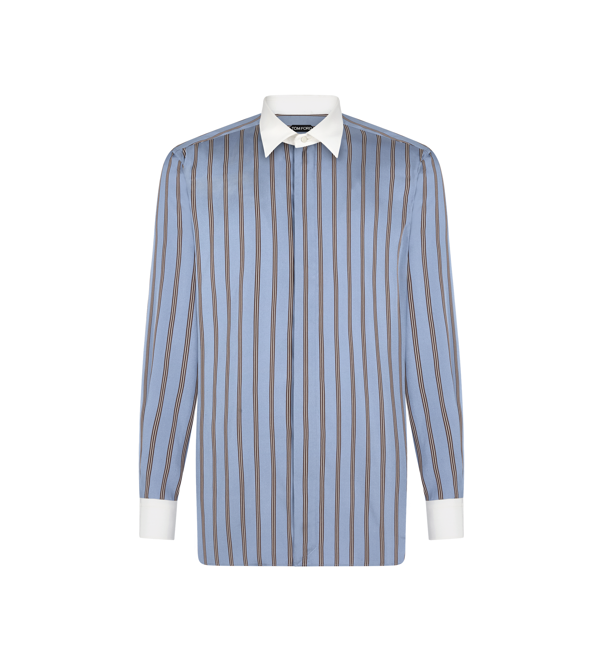 REGULAR STRIPE SILK JACQUARD CONTRAST FLUID FIT SHIRT