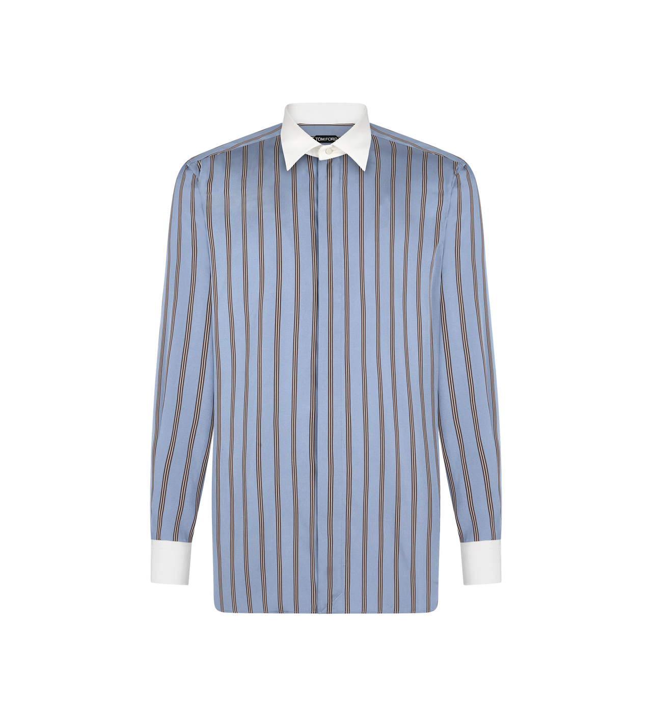 REGULAR STRIPE SILK JACQUARD CONTRAST FLUID FIT SHIRT image number 0