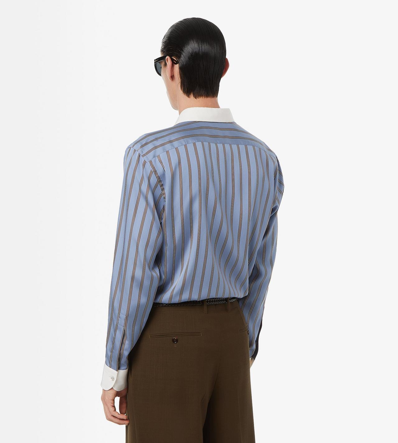 REGULAR STRIPE SILK JACQUARD CONTRAST FLUID FIT SHIRT image number 3