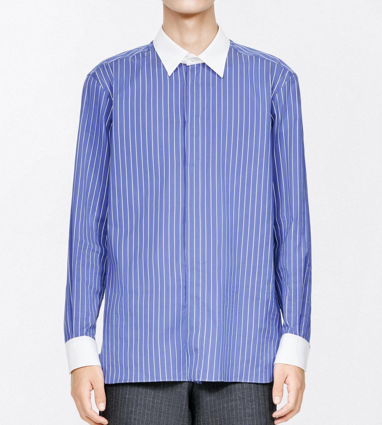 TOM FORD SILK COMBO BLUE & WHITE PURE SILK PINSTRIPE FLUID FIT SHIRT