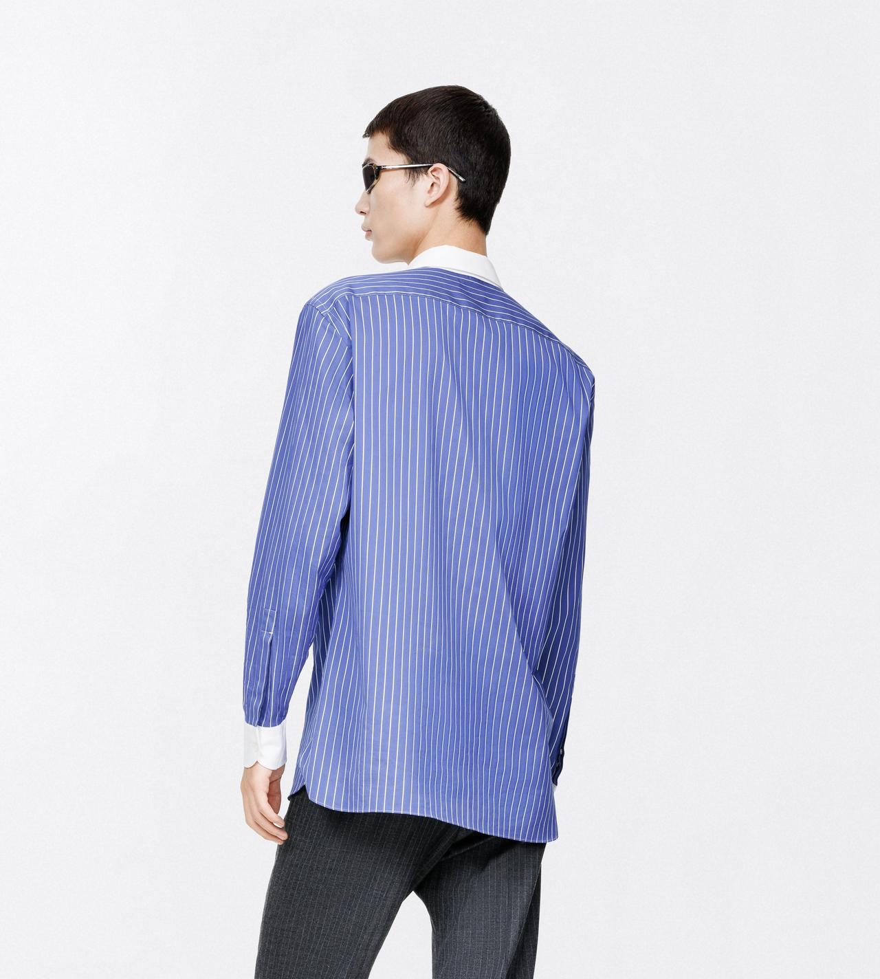 TOM FORD SILK COMBO BLUE & WHITE PURE SILK PINSTRIPE FLUID FIT SHIRT