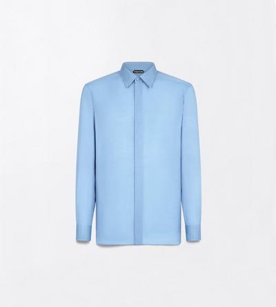 TOM FORD COTTON SILK BLEND OCEAN CAVERN COTTON SILK WASHED TWILL FLUID FIT SHIRT
