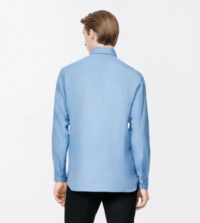 TOM FORD COTTON SILK BLEND OCEAN CAVERN COTTON SILK WASHED TWILL FLUID FIT SHIRT