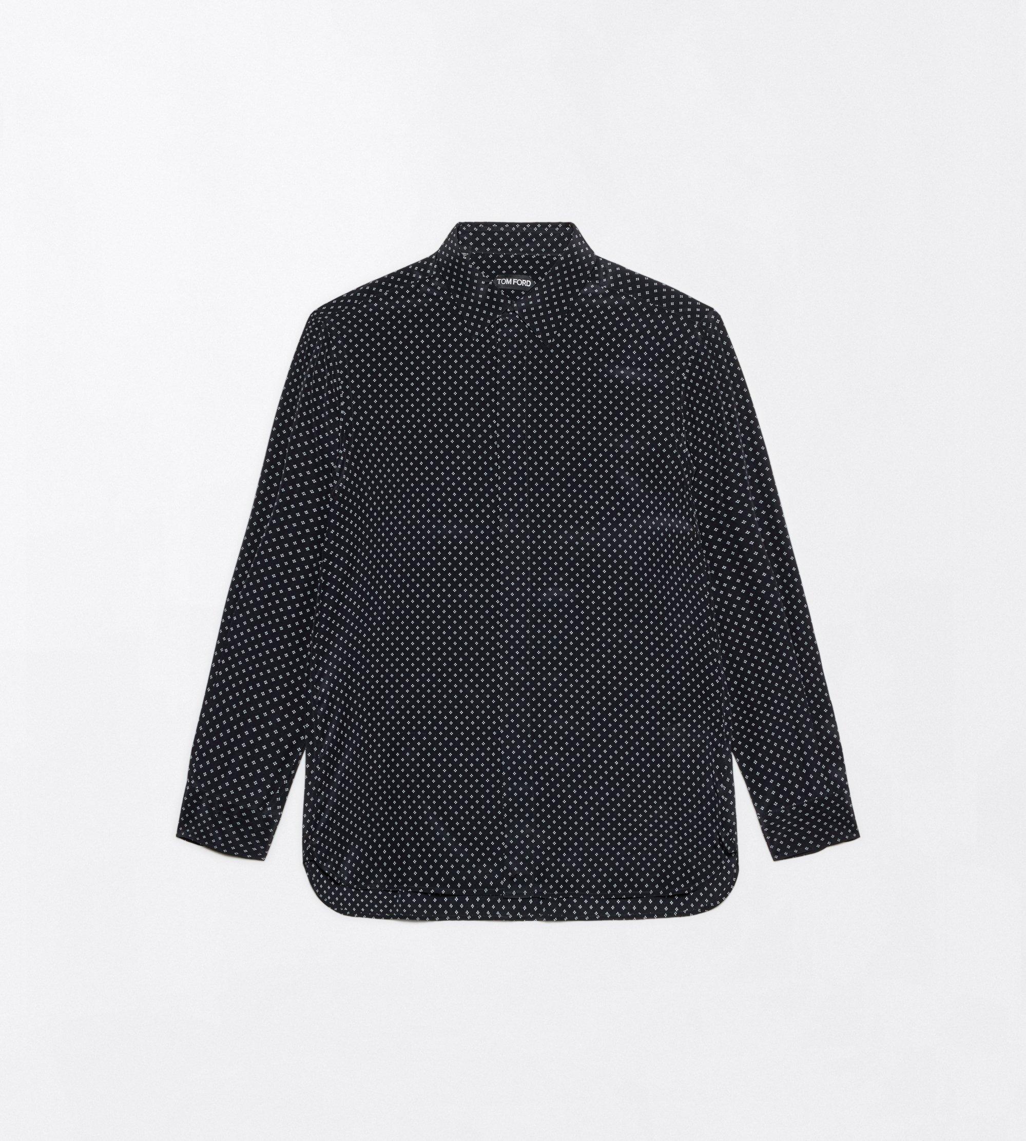 TOM FORD GEOMETRIC PRINT CREPE DE CHINE FLUID FIT SHIRT