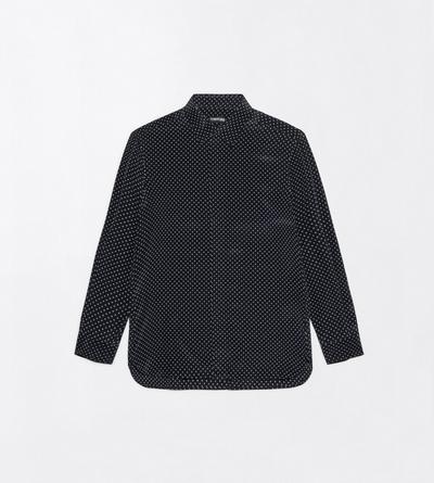 TOM FORD SILK BLACK AND WHITE GEOMETRIC PRINT CREPE DE CHINE FLUID FIT SHIRT