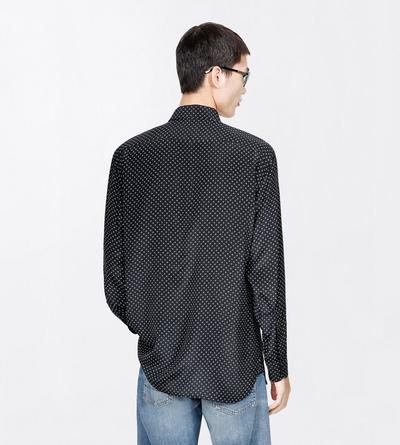TOM FORD SILK BLACK AND WHITE GEOMETRIC PRINT CREPE DE CHINE FLUID FIT SHIRT