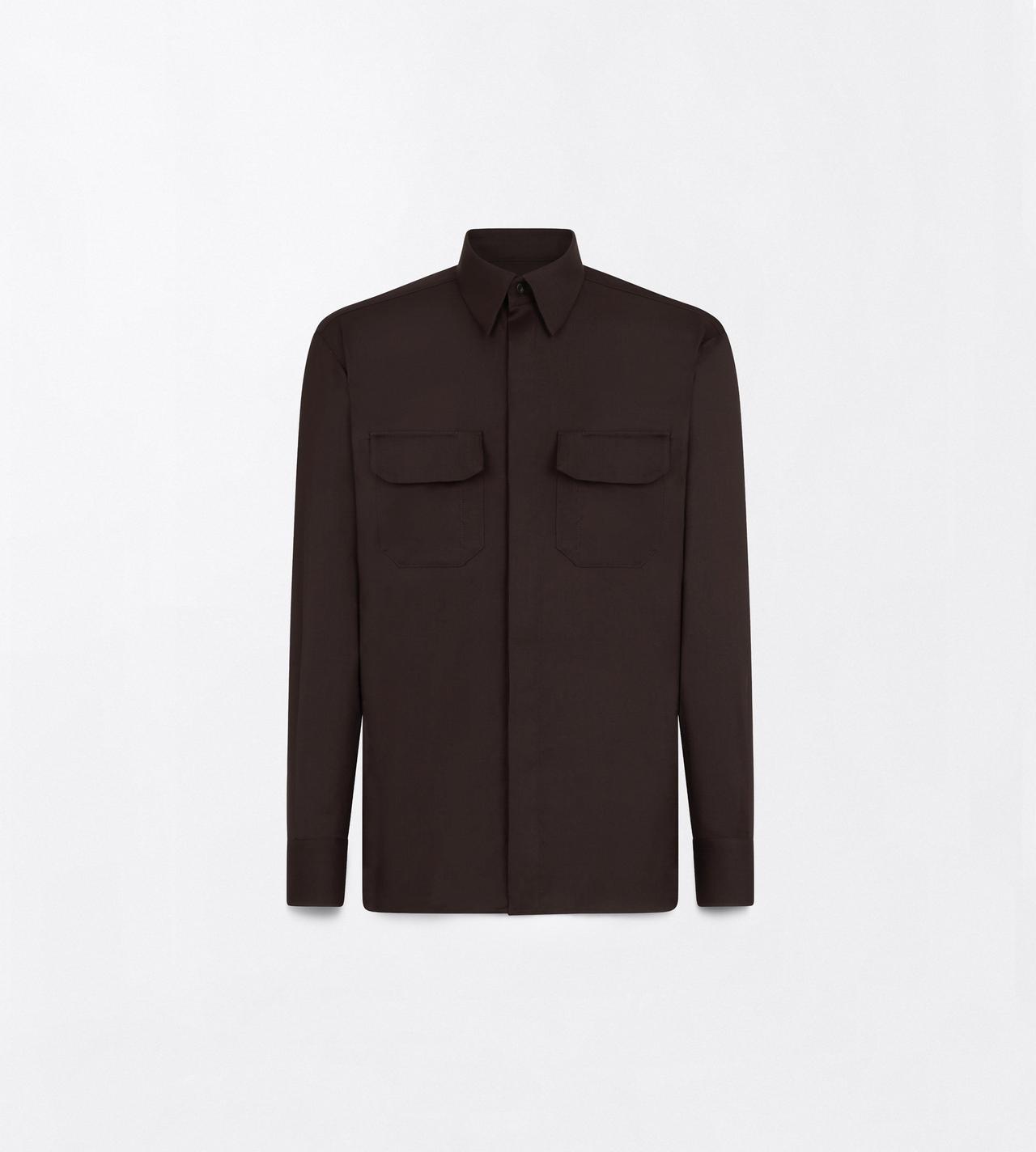 TOM FORD CASHMERE ESPRESSO PURE CASHMERE TWILL MILITARY SHIRT