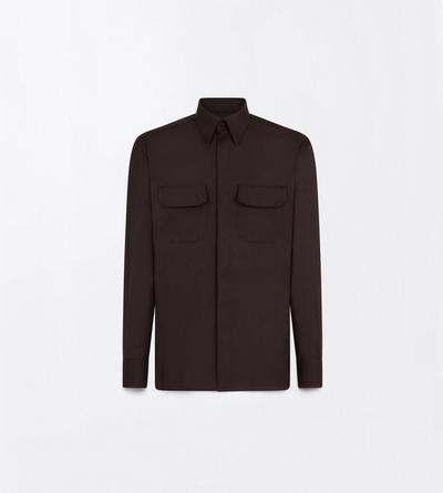 PURE CASHMERE TWILL MILITARY SHIRT