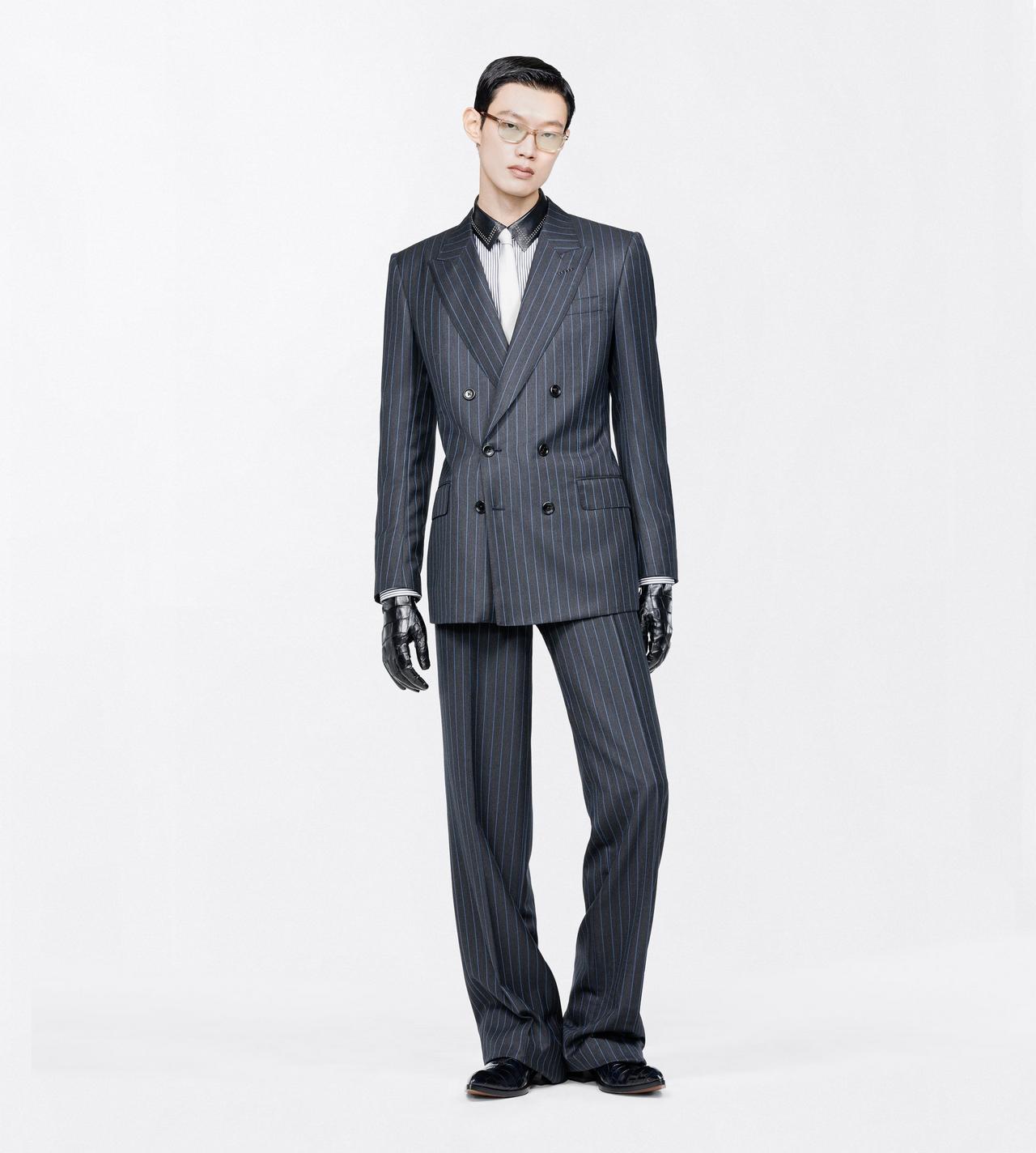 TOM FORD COTTON COMBO WHITE & BLACK FINE BENGAL STRIPE FLUID FIT SHIRT