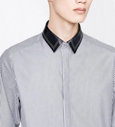 TOM FORD COTTON COMBO WHITE & BLACK FINE BENGAL STRIPE FLUID FIT SHIRT
