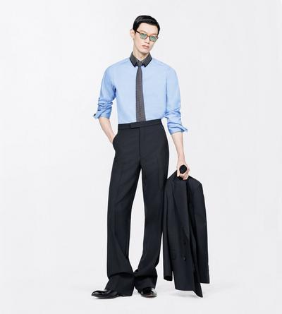 TOM FORD COTTON CORN BLUE PIECE DYED POPLIN FLUID FIT SHIRT