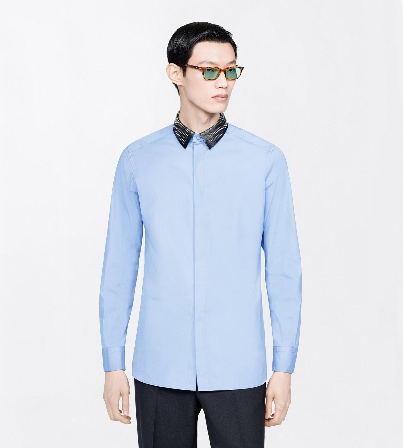TOM FORD COTTON CORN BLUE PIECE DYED POPLIN FLUID FIT SHIRT