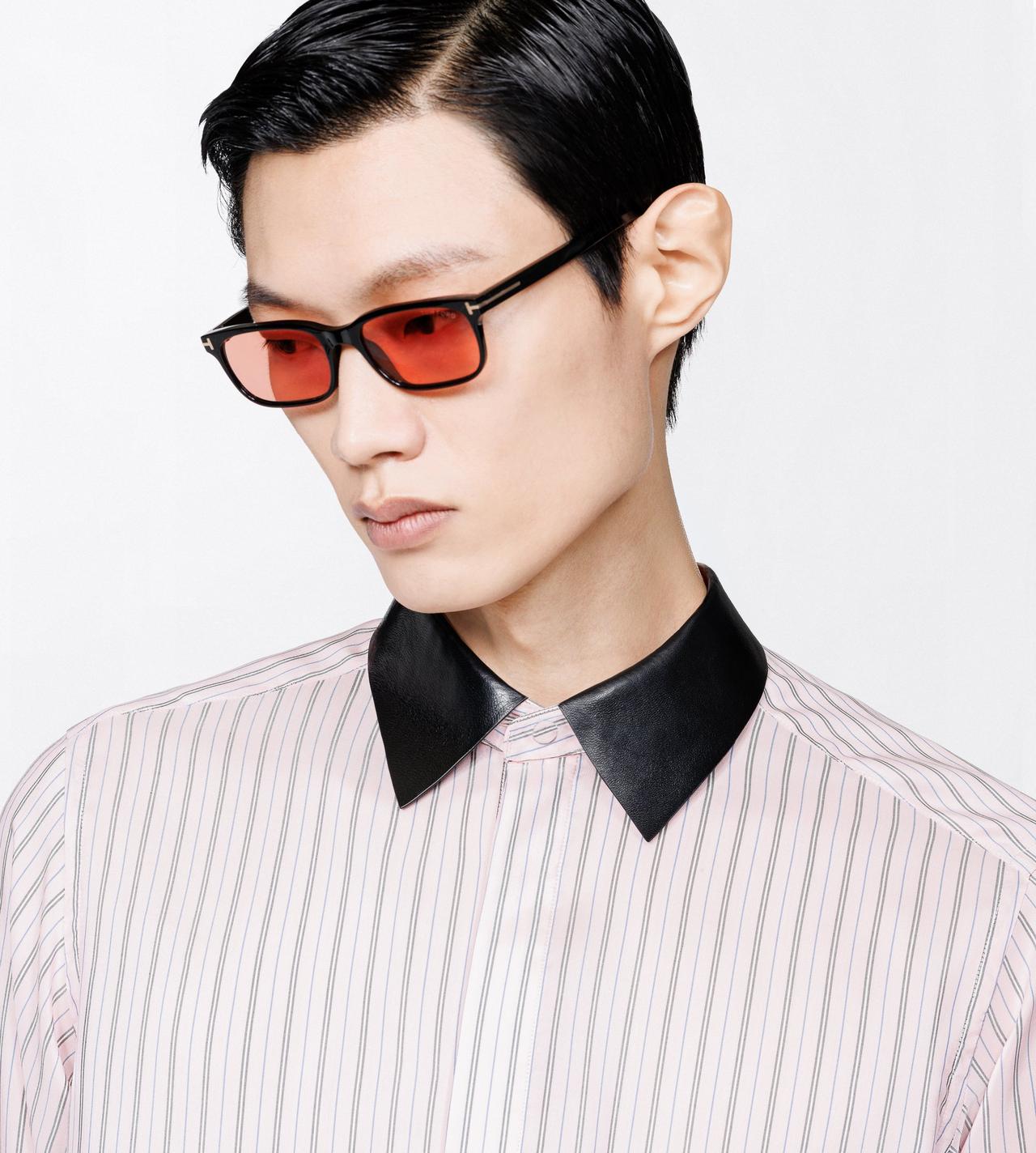 TOM FORD SILK ROSE+WHITE SILK END ON END STRIPE FLUID FIT SHIRT
