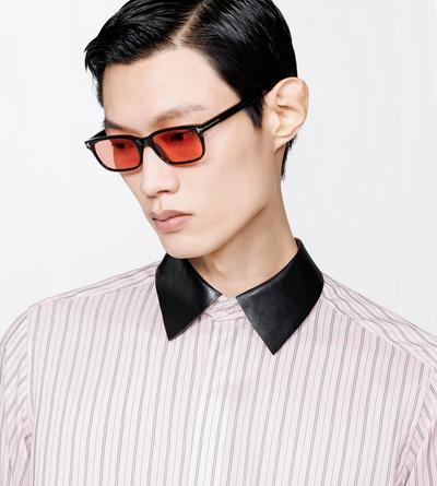 TOM FORD SILK ROSE+WHITE SILK END ON END STRIPE FLUID FIT SHIRT