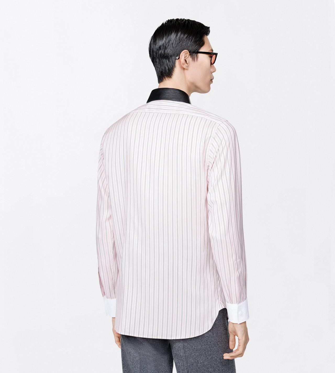 TOM FORD SILK ROSE+WHITE SILK END ON END STRIPE FLUID FIT SHIRT