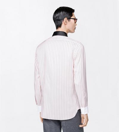 TOM FORD SILK ROSE+WHITE SILK END ON END STRIPE FLUID FIT SHIRT
