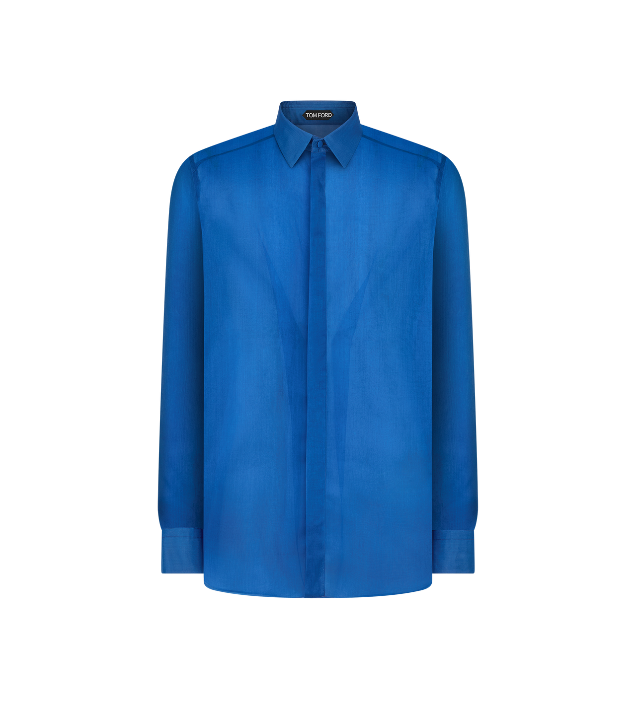 TOM FORD SILK BRIGHT BLUE WASHED CHIFFON FLUID FIT SHIRT