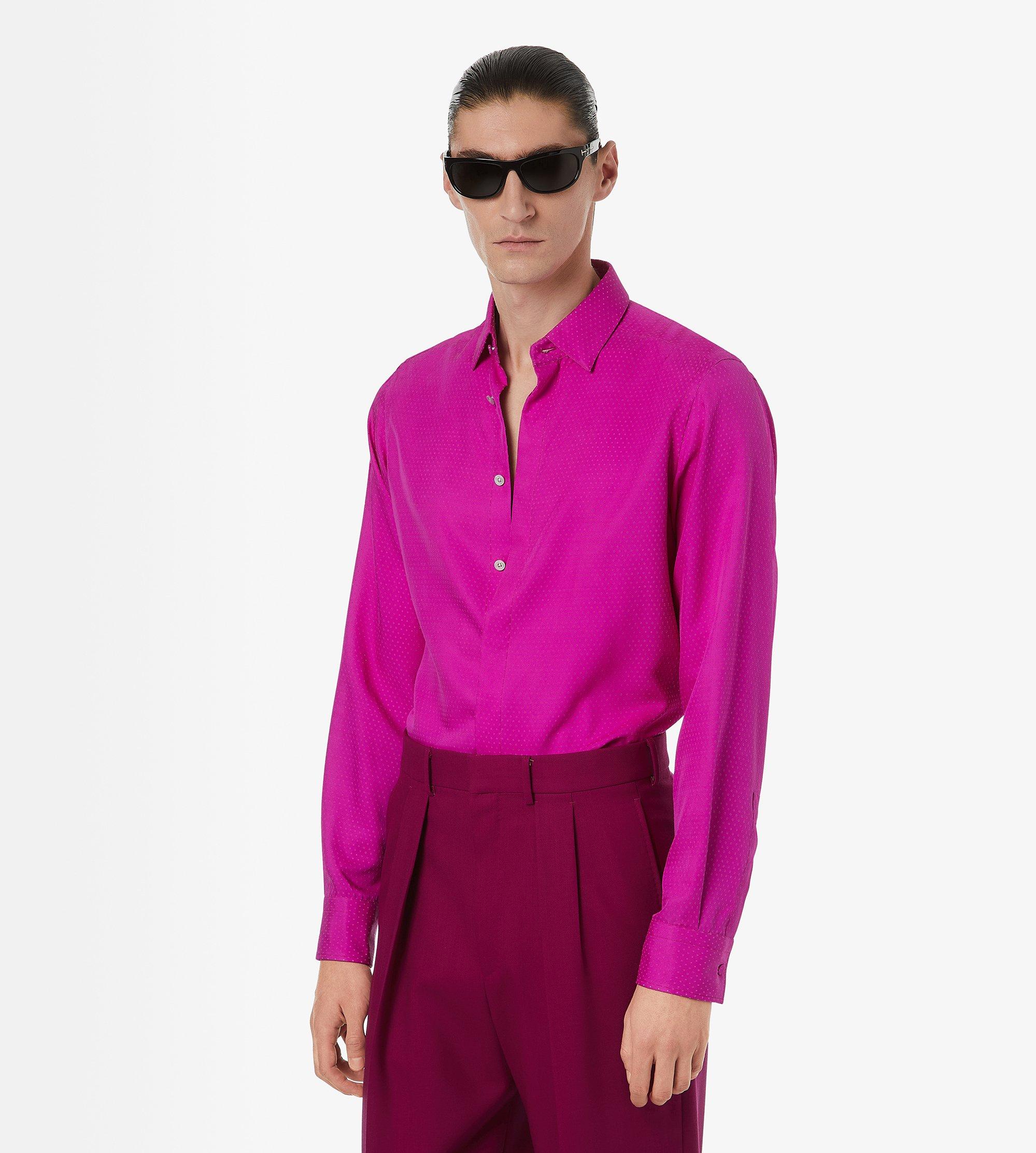 TOM FORD Men's Perforated Dot Silk Twill Classic Fit Shirt | Pink | Size 41
