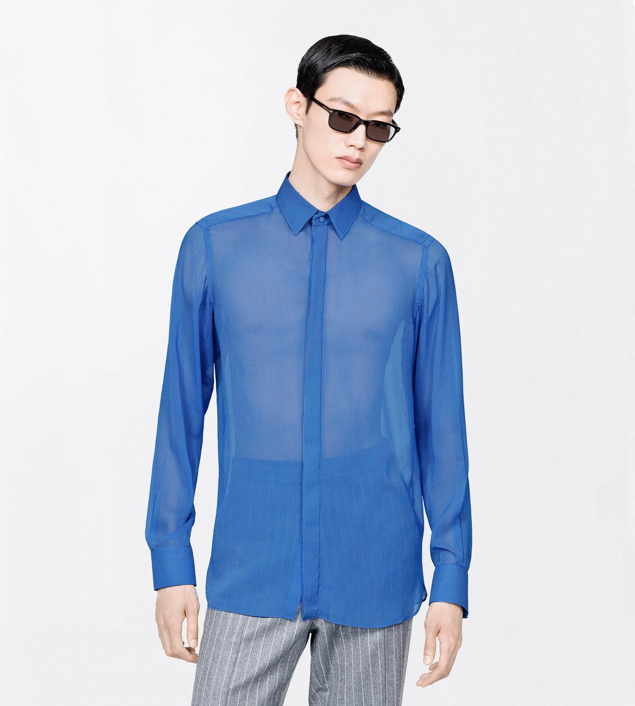 TOM FORD SILK OC ORGANZA TINY STRIPE CLASSIC FIT SHIRT
