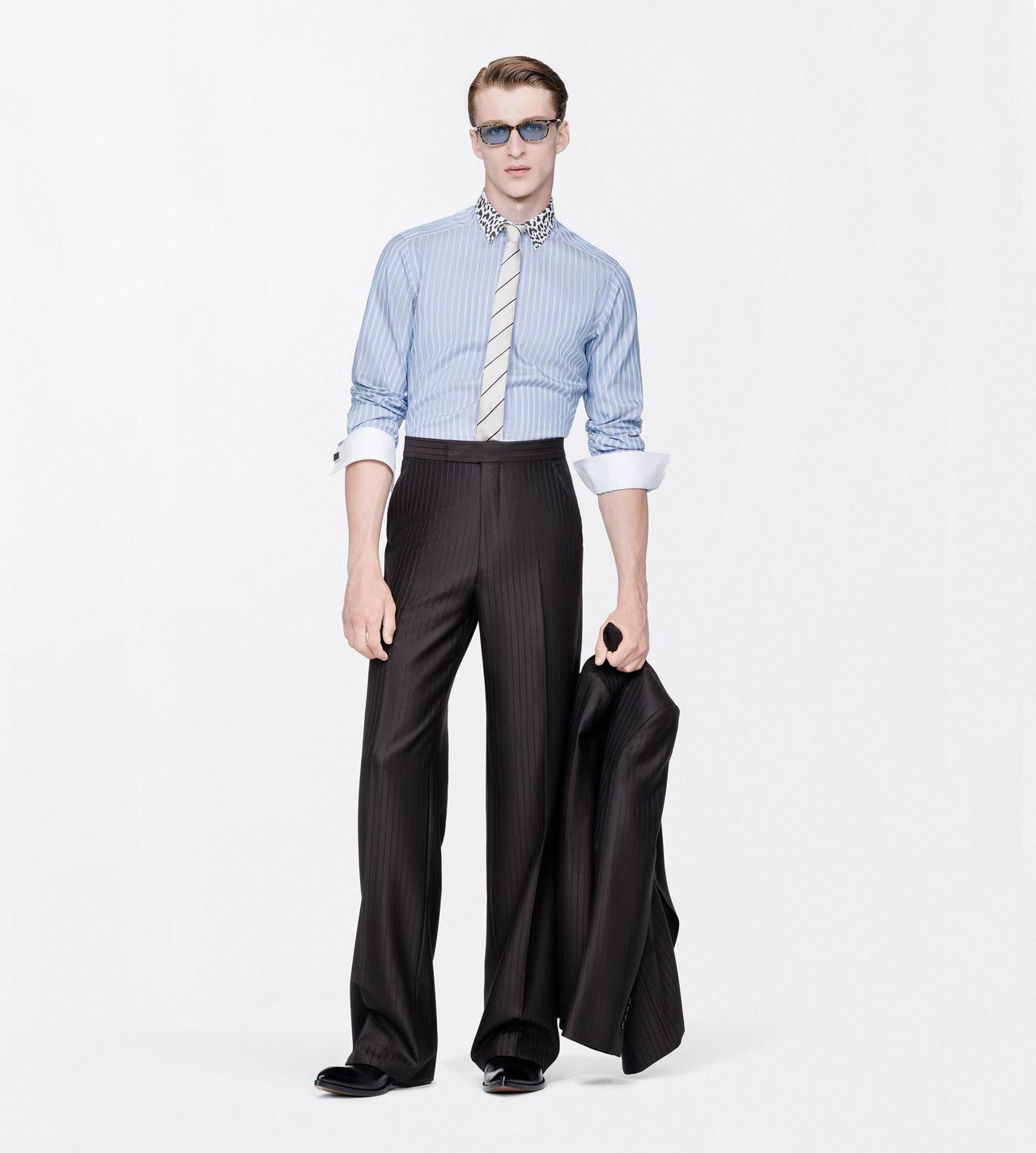 TOM FORD SILK OC SILK TRACK STRIPE CLASSIC FIT SHIRT