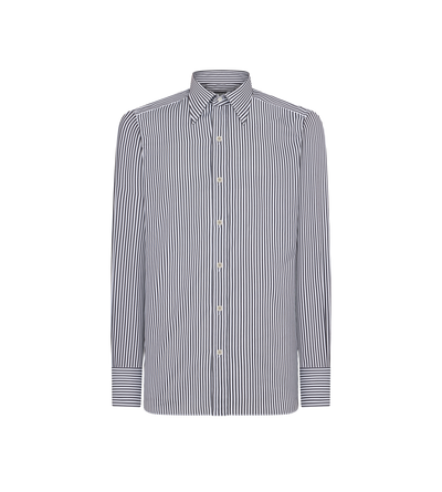 SILK COTTON STRIPE SLIM FIT SHIRT image number 0