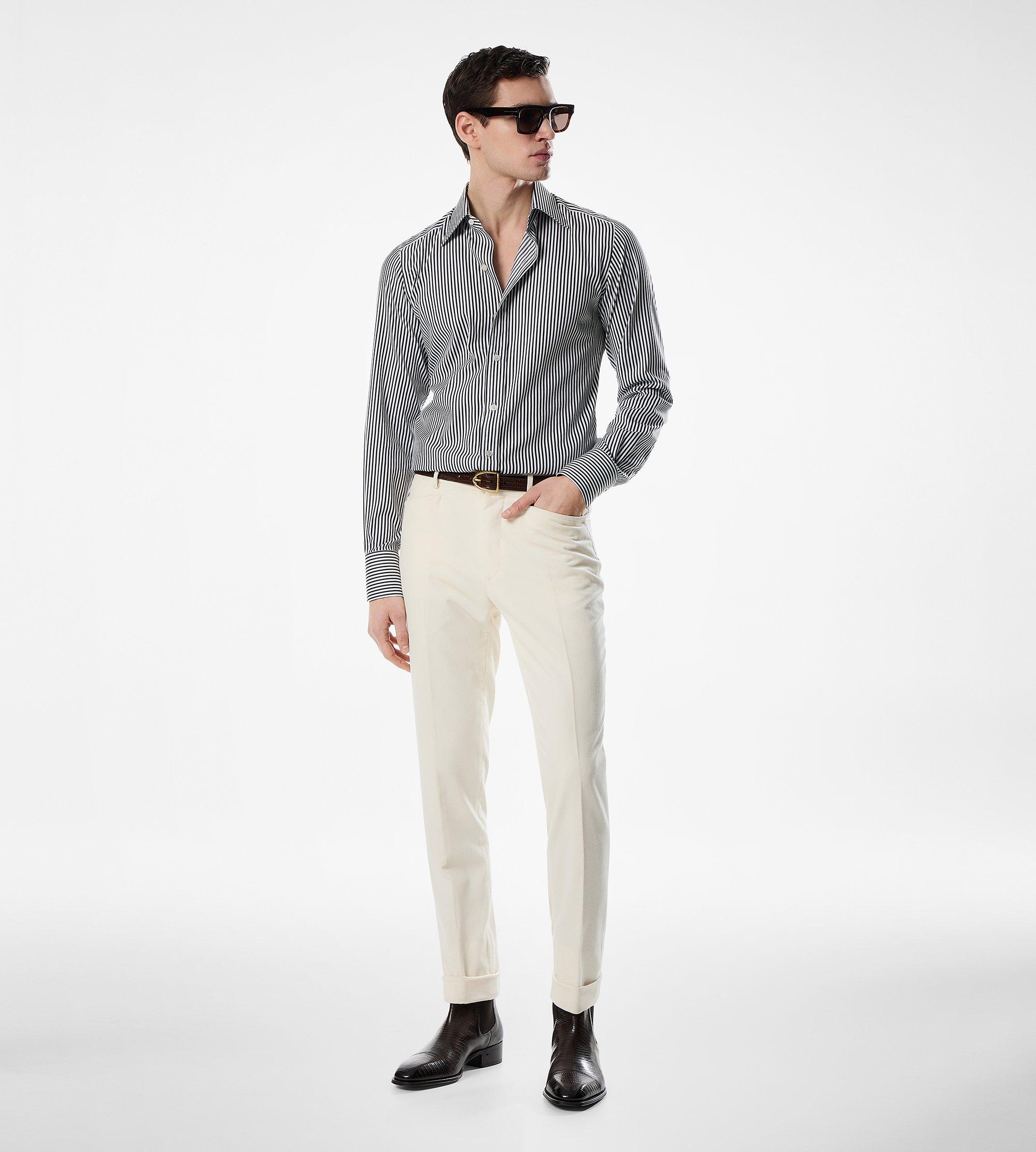SILK COTTON STRIPE SLIM FIT SHIRT