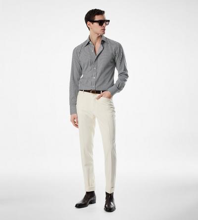 SILK COTTON STRIPE SLIM FIT SHIRT image number 1