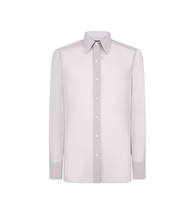 TOM FORD SILK LAVANDER CREPE SATIN SLIM FIT SHIRT