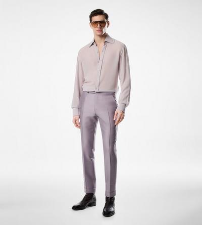 TOM FORD SILK LAVANDER CREPE SATIN SLIM FIT SHIRT
