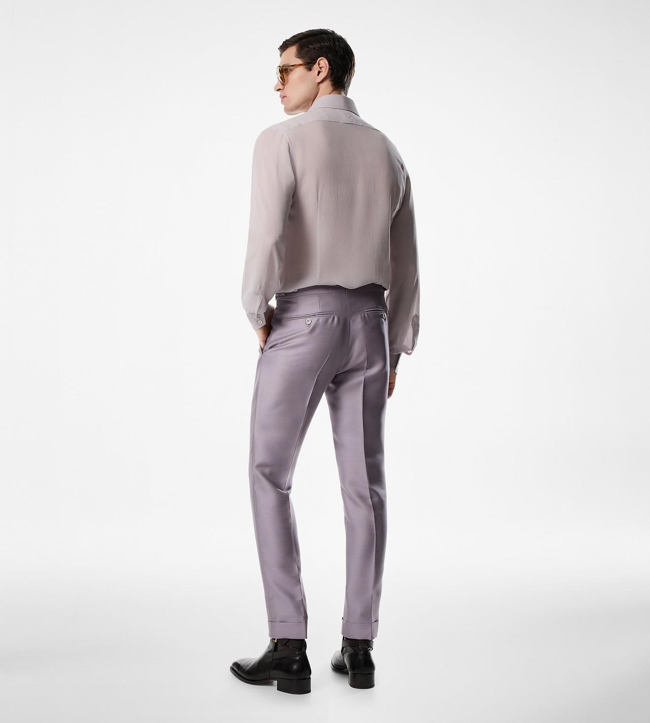 TOM FORD SILK LAVANDER CREPE SATIN SLIM FIT SHIRT