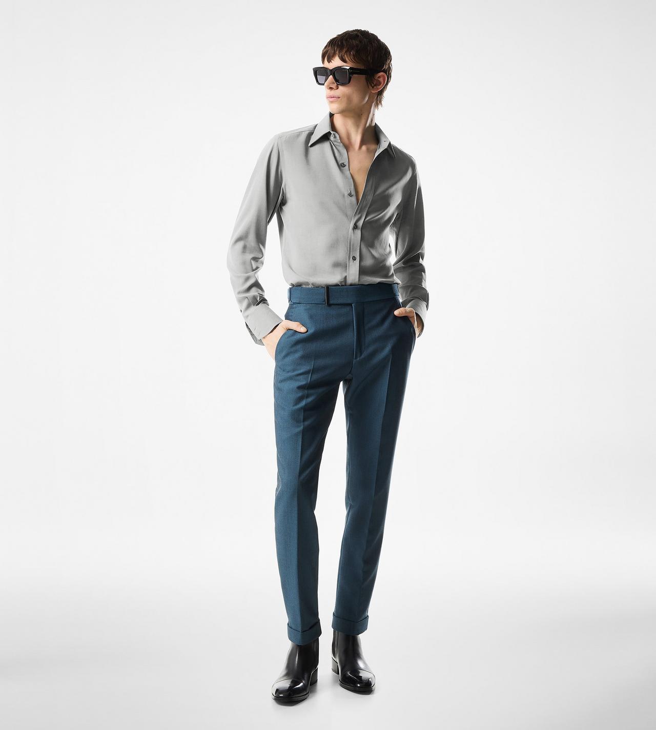 TOM FORD SILK BLEND SOFT WHITE CHEMISE CINTR&Eacute;E EN PARACHUTE DE SOIE