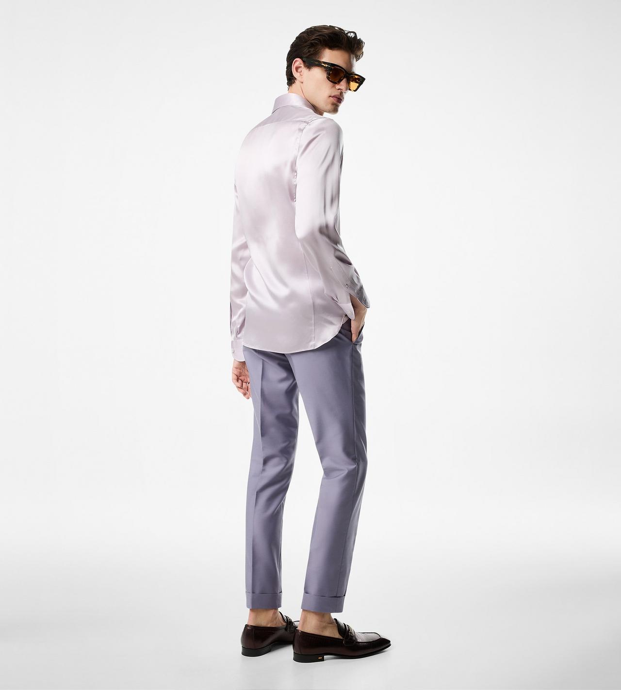 SILK CHARMEUSE SLIM FIT SHIRT image number 2