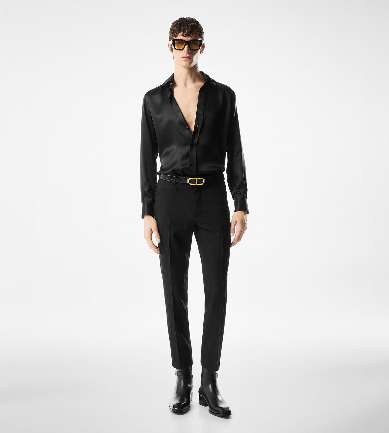 SILK CHARMEUSE SLIM FIT SHIRT image number 1