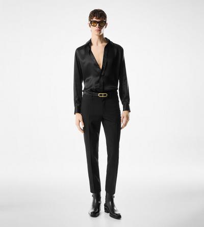 SILK CHARMEUSE SLIM FIT SHIRT image number 1
