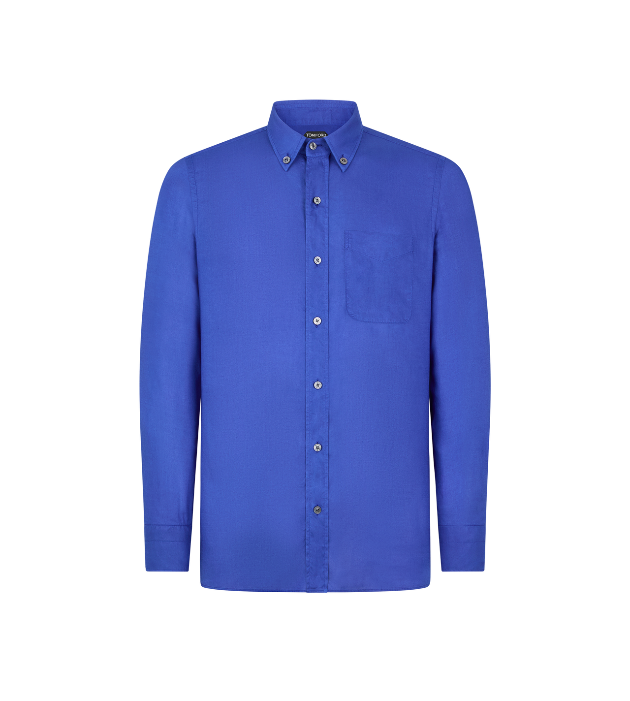 TOM FORD LYOCELL ROYAL BLUE FLUID GABARDINE SLIM FIT SHIRT