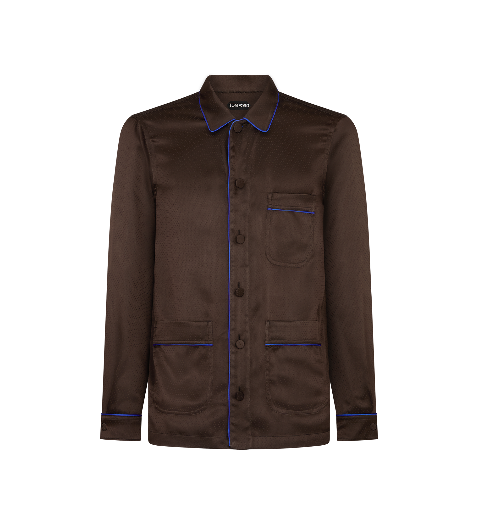 JACQUARD MICRO DOT PAJAMA PIPING SHIRT