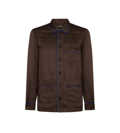 JACQUARD MICRO DOT PAJAMA PIPING SHIRT