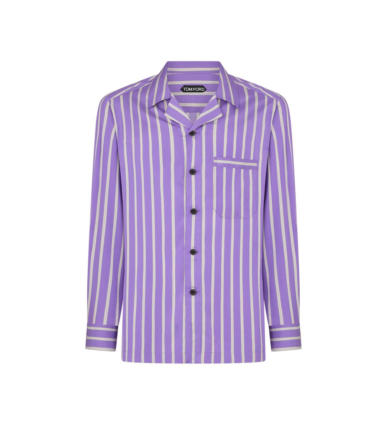 TOM FORD SILK BURGUNDY MULTICOLOR REGULAR STRIPE SILK JACQUARD PAJAMA SHIRT