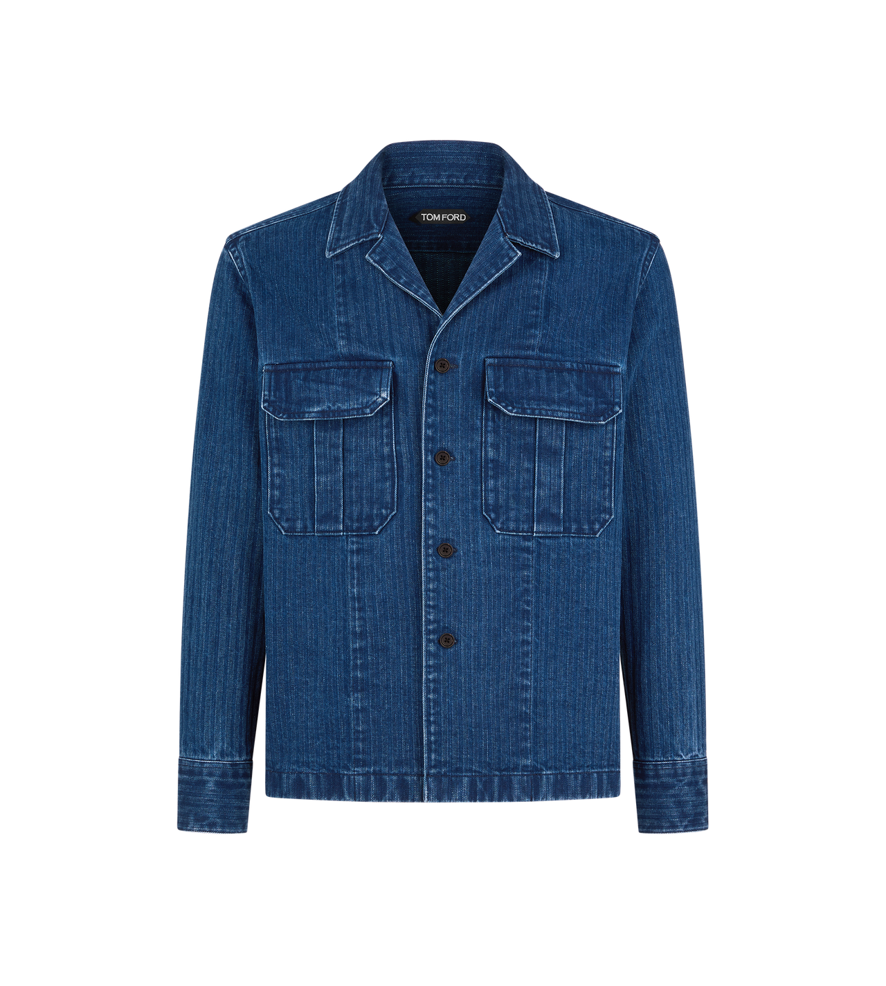 DENIM HERRINGBONE OVERSHIRT image number 0