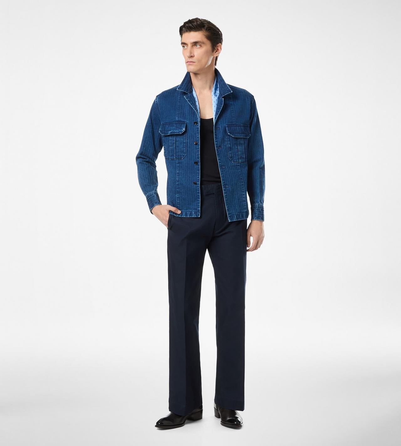 DENIM HERRINGBONE OVERSHIRT image number 2