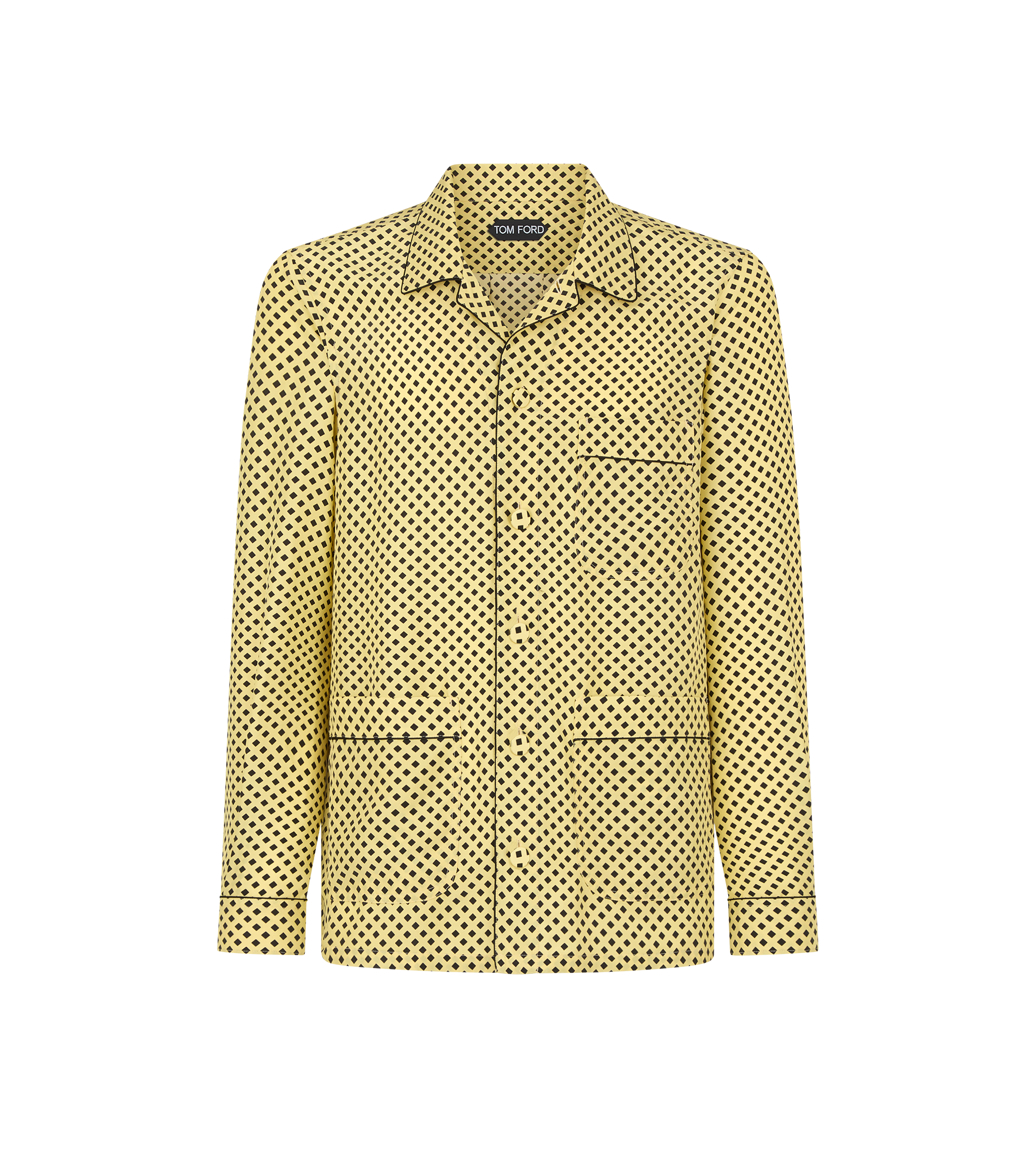 DIAMOND PRINT PEACHED SILK HABOTAI PAJAMA SHIRT