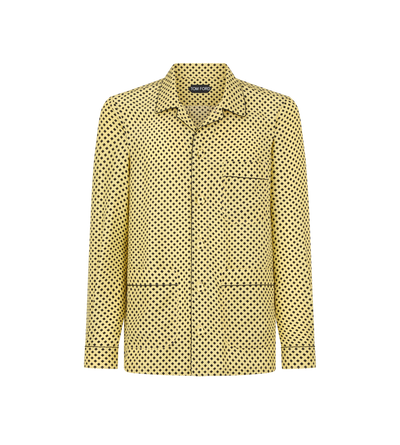 DIAMOND PRINT PEACHED SILK HABOTAI PAJAMA SHIRT