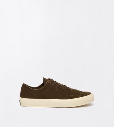 TOM FORD LEATHER KHAKI + CREAM SNEAKER CAMBRIDGE EN DAIM