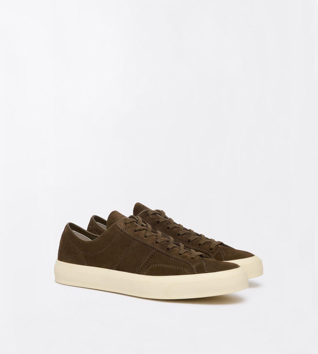TOM FORD LEATHER KHAKI + CREAM SNEAKER CAMBRIDGE EN DAIM
