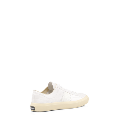 TOM FORD LEATHER OPTICAL WHITE + CREAM SUEDE AND PRINTED ALLIGATOR CAMBRIDGE SNEAKER