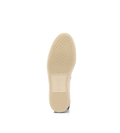 TOM FORD LEATHER OPTICAL WHITE + CREAM SUEDE AND PRINTED ALLIGATOR CAMBRIDGE SNEAKER