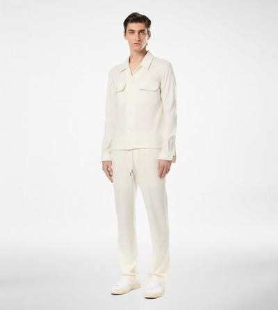 TOM FORD LEATHER OPTICAL WHITE + CREAM SUEDE AND PRINTED ALLIGATOR CAMBRIDGE SNEAKER