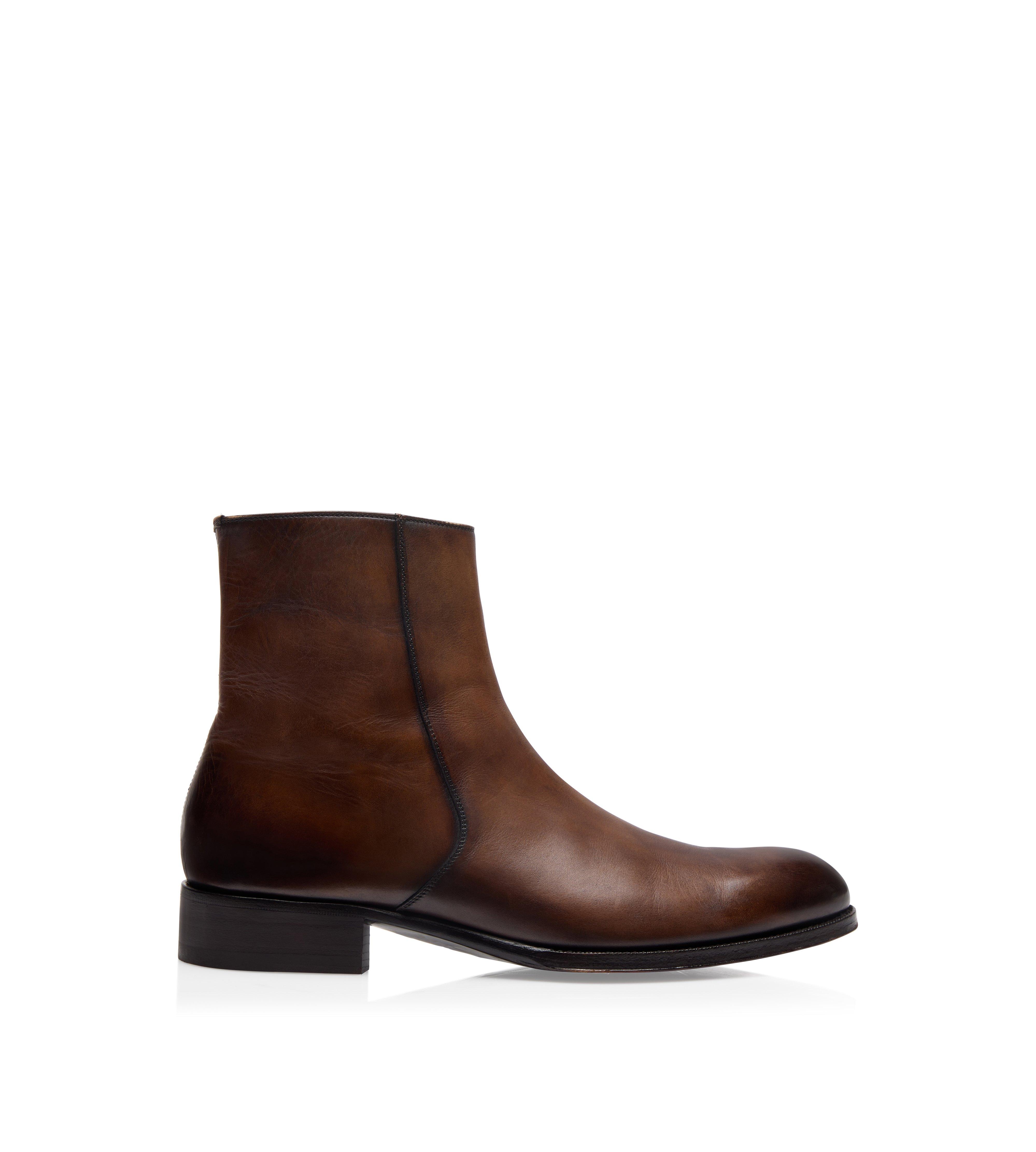 BURNISHED LEATHER EDGAR ZIP BOOT